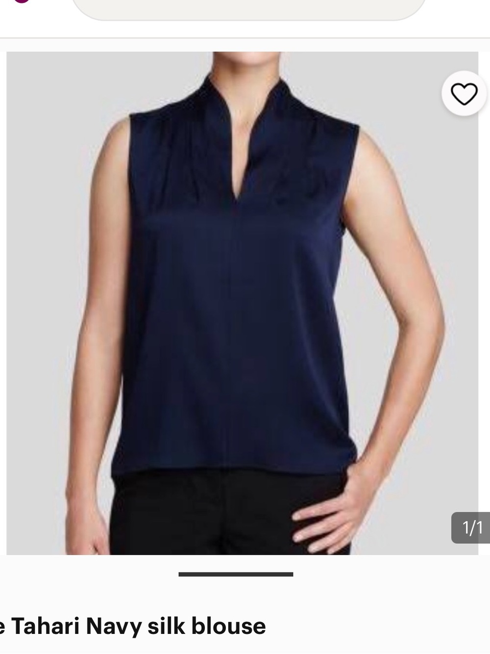 Elie Tahari Navy Silk Blouse S